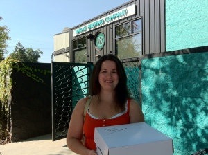 This is me in font of Ninkasi's headquarters in Eugene Oregon delivering my Chocolate Oatis Cake.